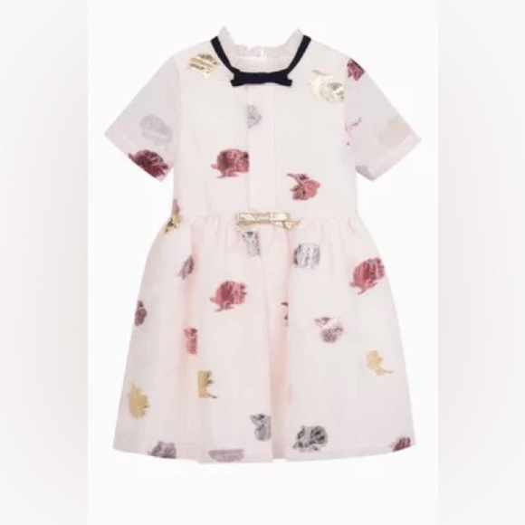Hucklebones London dress empire bows organza formal metallic blush toddler girls - Picture 8 of 9